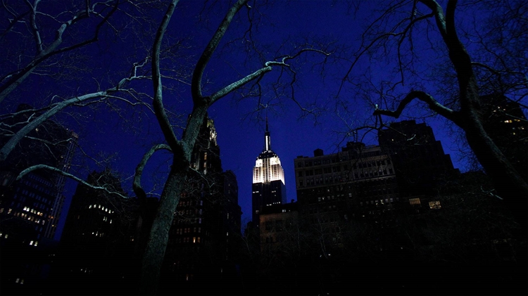 2011年在“地球一小时”前亮灯的纽约帝国大厦 