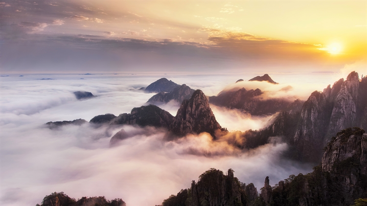 黄山云海，安徽省，中国 