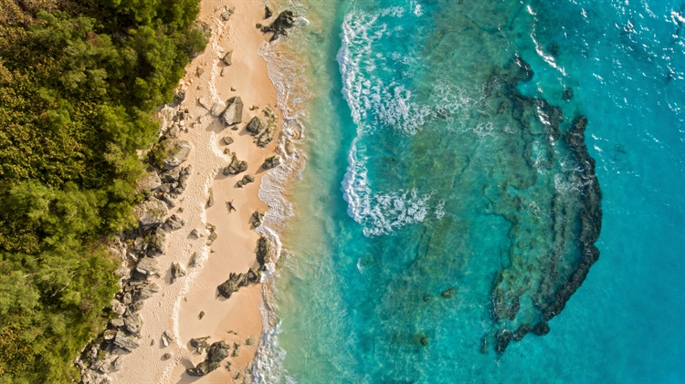 百慕大马利海滩鸟瞰图 