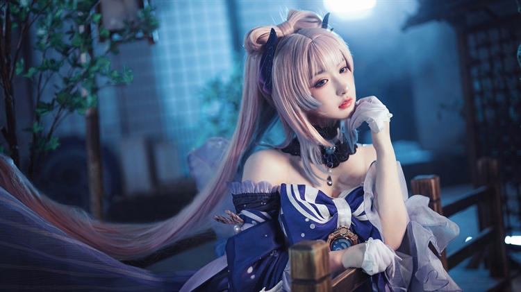 清纯游戏美女cosplay原神珊瑚宫心海，cos长发清纯美女壁纸美胸诱惑高清4k下载
