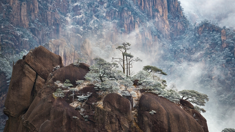 黄山的冬天，中国 